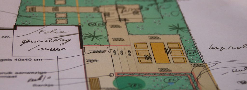 Schets van een tuinontwerp